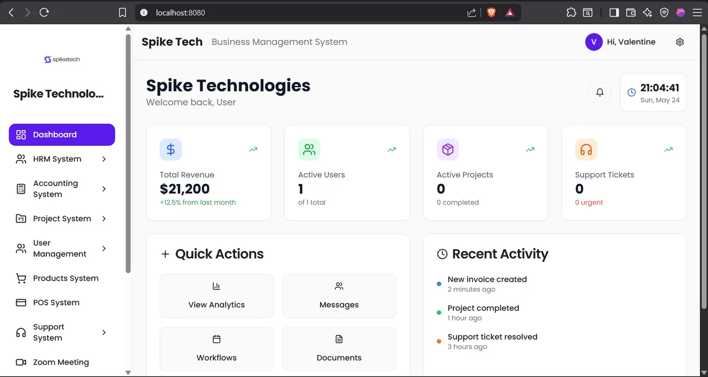 Business Operating System — interface